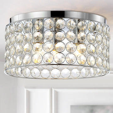 Ellen 15" Crystal/Metal LED Flush Mount - JONATHAN Y